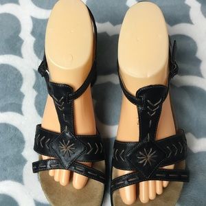 CLARKS Wedge Heel Stitched Sandals